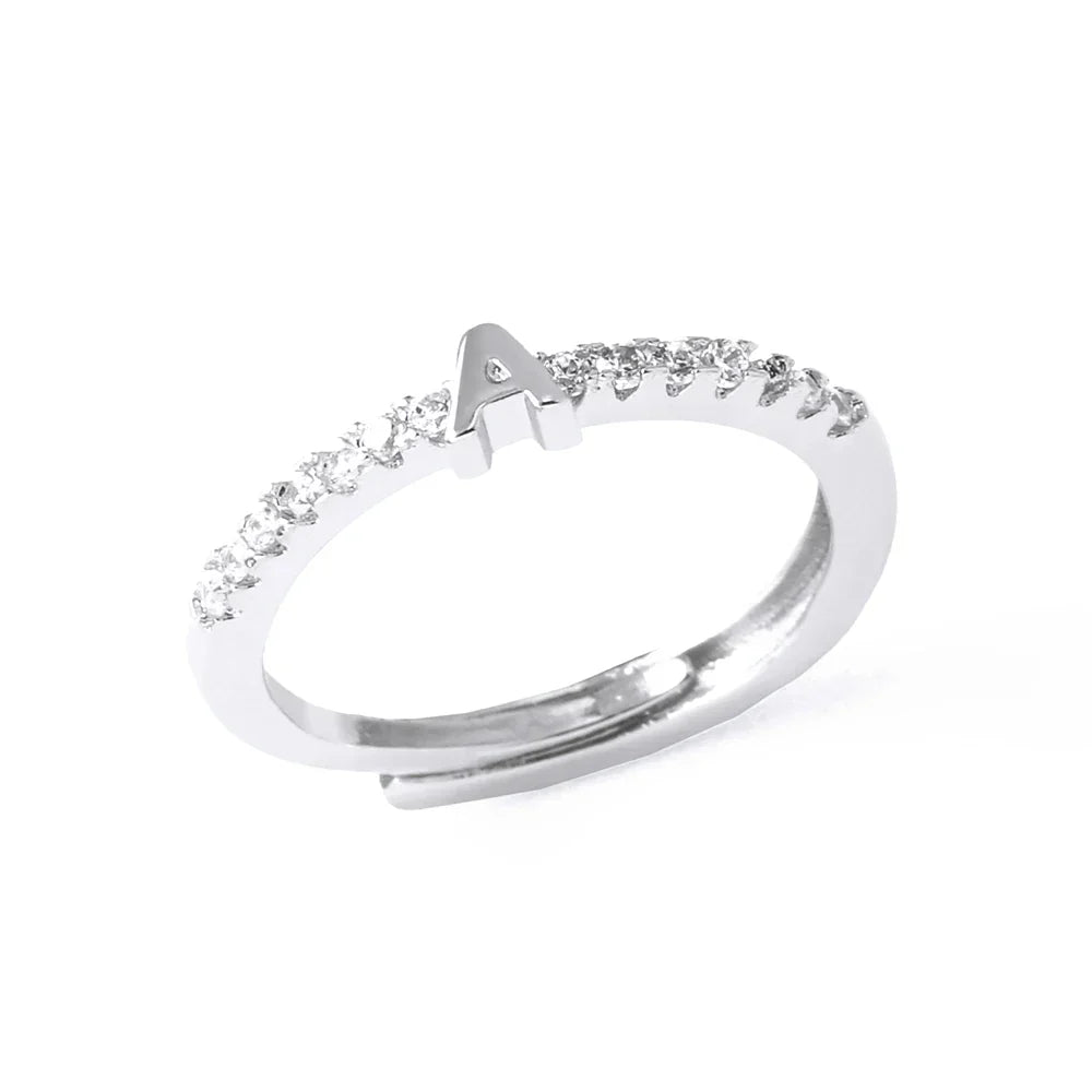 Adjustable women's ring with initial letter