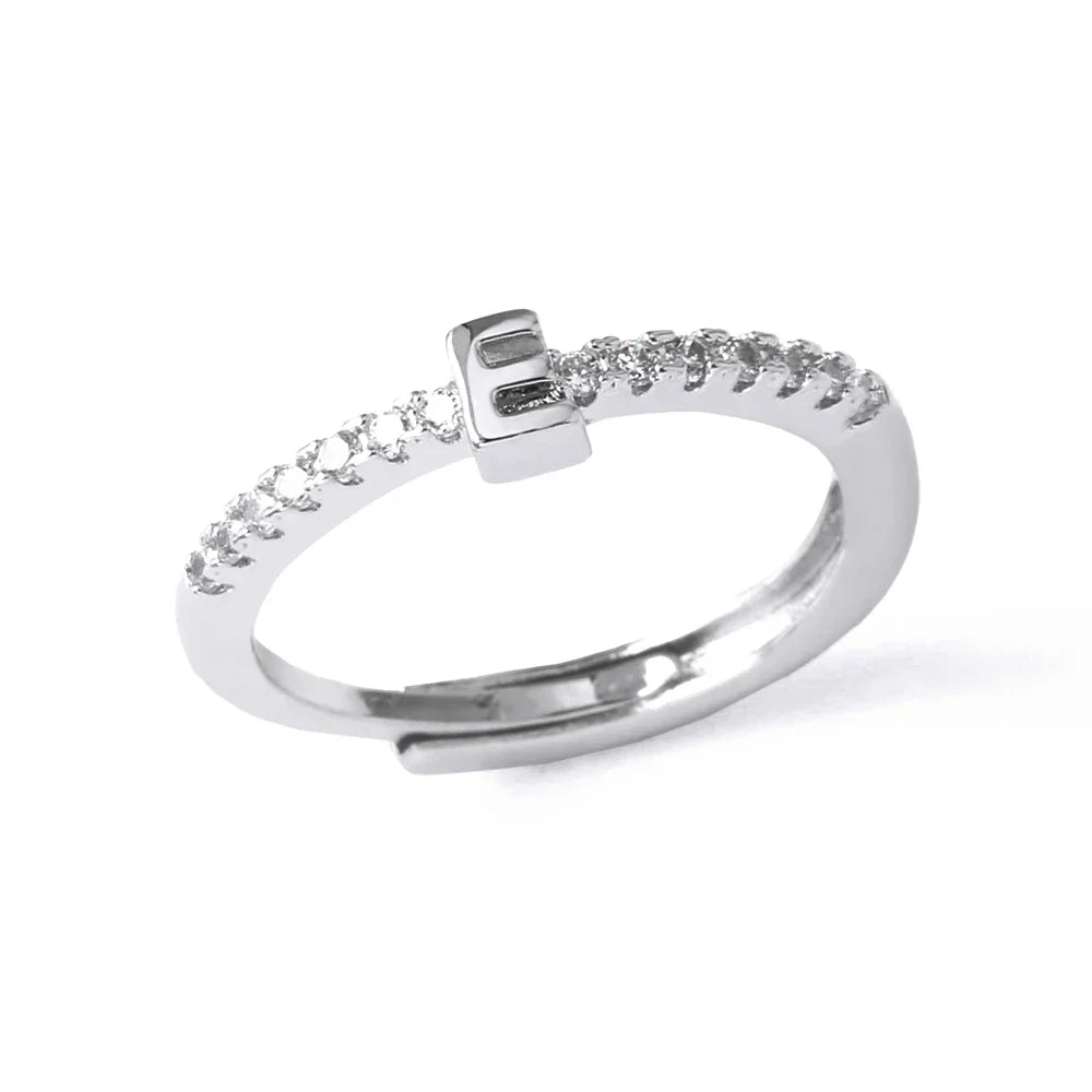 Adjustable women's ring with initial letter