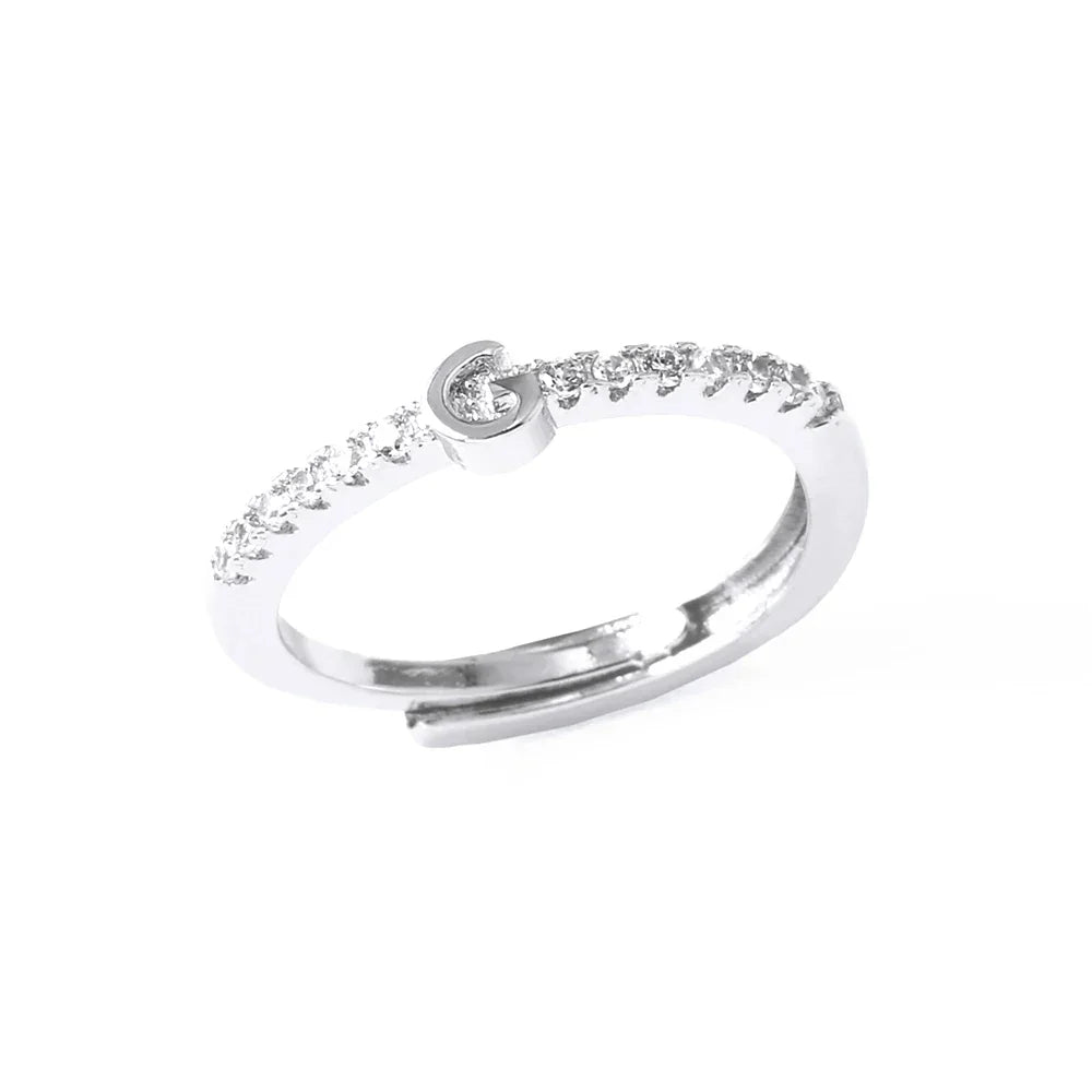 Adjustable women's ring with initial letter