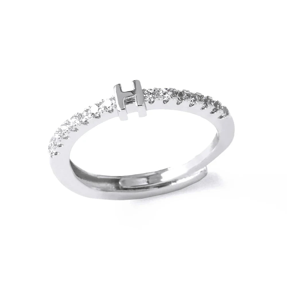 Adjustable women's ring with initial letter
