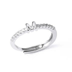 Adjustable women's ring with initial letter