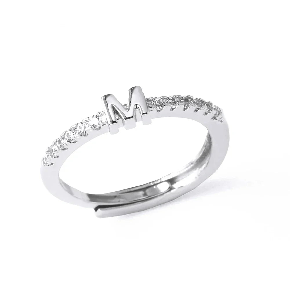 Adjustable women's ring with initial letter