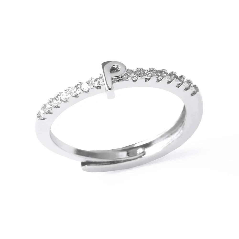 Adjustable women's ring with initial letter