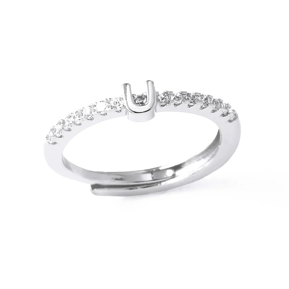 Adjustable women's ring with initial letter