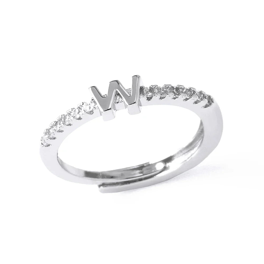 Adjustable women's ring with initial letter