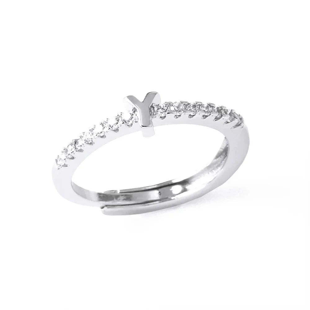 Adjustable women's ring with initial letter