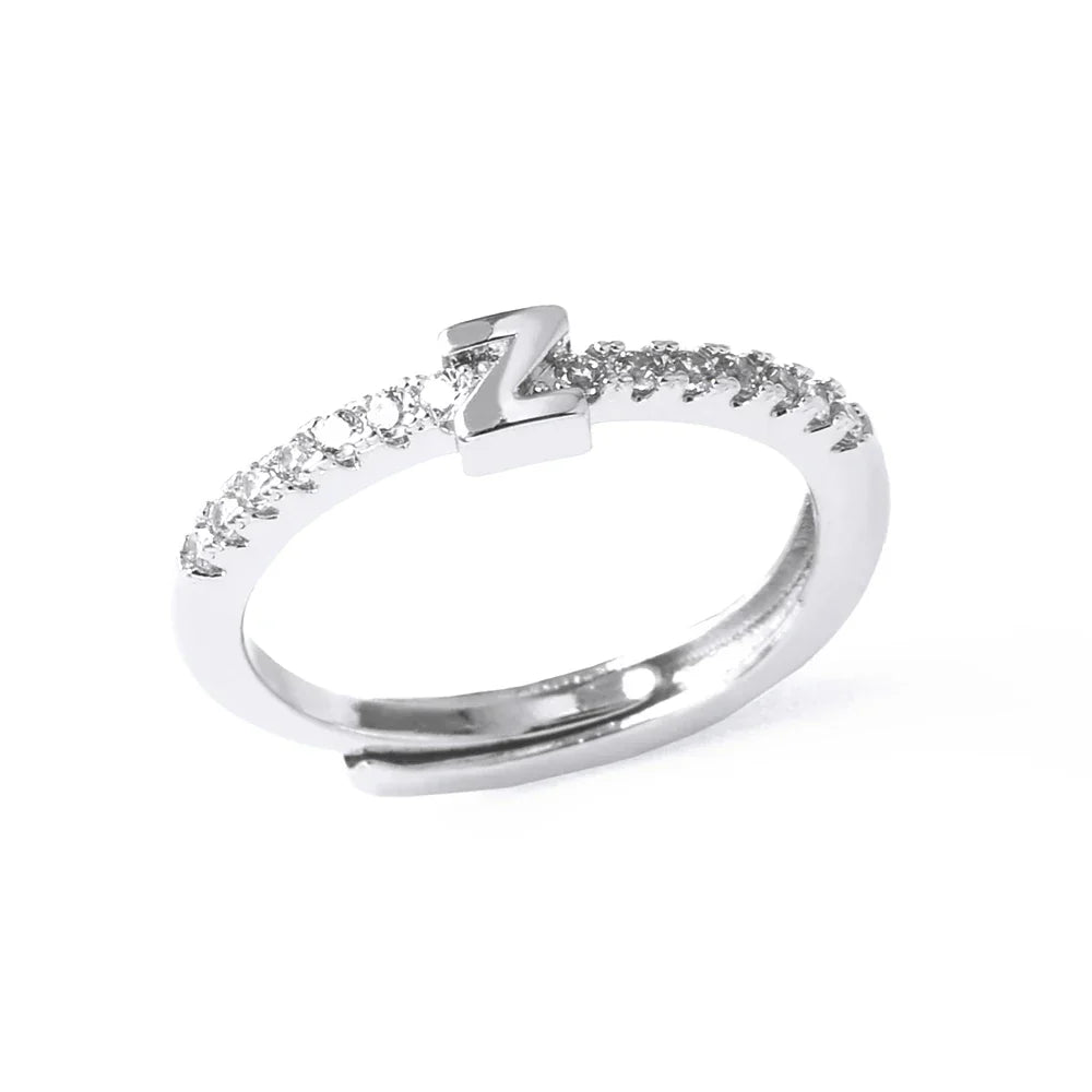 Adjustable women's ring with initial letter