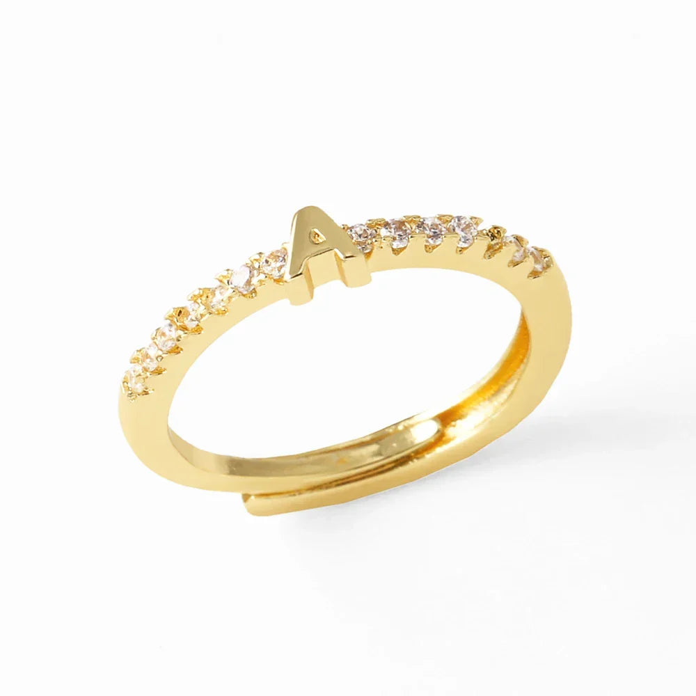 Adjustable women's ring with initial letter