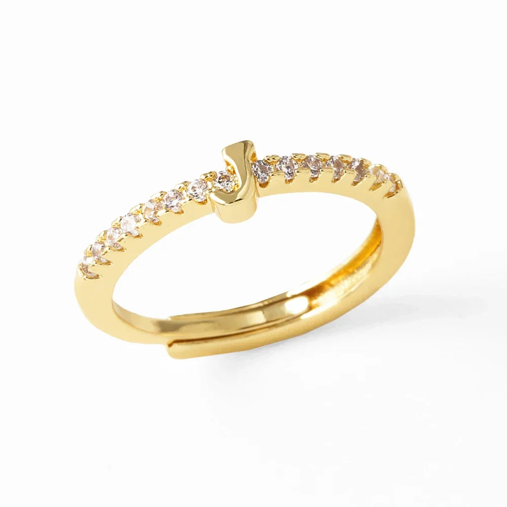 Adjustable women's ring with initial letter