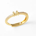 Adjustable women's ring with initial letter