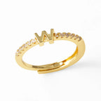 Adjustable women's ring with initial letter