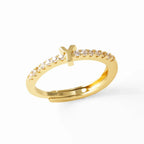 Adjustable women's ring with initial letter