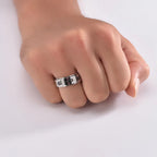 Ring Band with Egyptian Patterns Anti-Stress Spinning silver