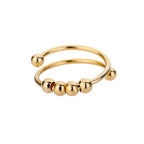 Anti-Stress Ring Band with Spinning Pearls gold