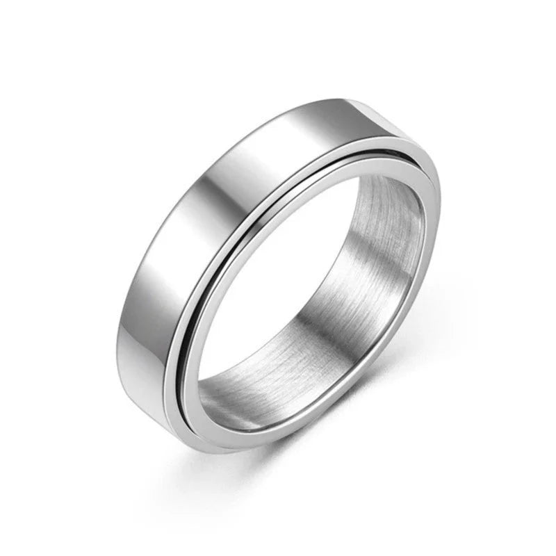 Silver Spinning Anti-Stress Ring Band for Women