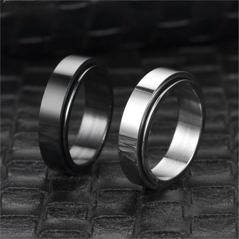Black Spinning Anti-Stress Ring Band for Women