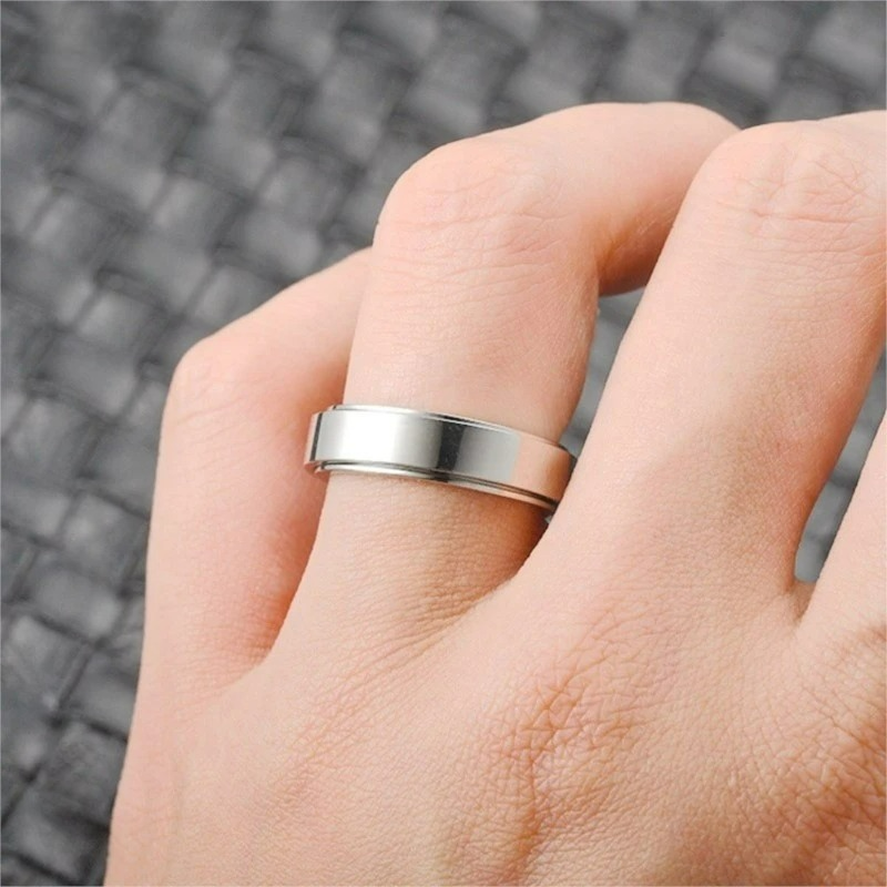 Silver Spinning Anti-Stress Ring Band for Women
