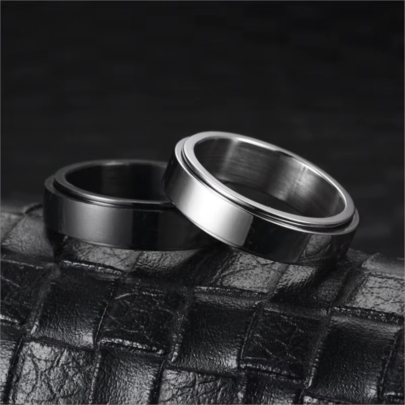 Black Spinning Anti-Stress Ring Band for Women