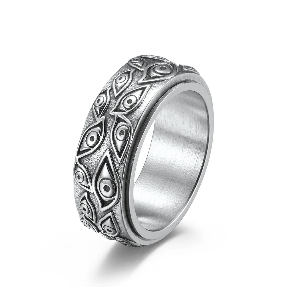 Anti-Stress Spinning Eye Ring Silver