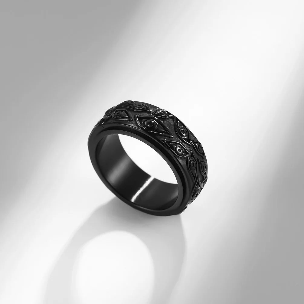 Anti-Stress Spinning Eye Ring Black