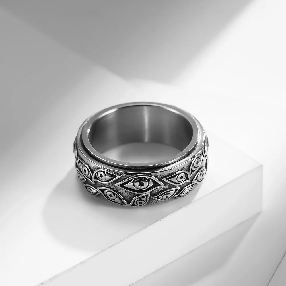 Anti-Stress Spinning Eye Ring Silver
