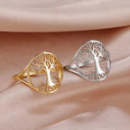 Tree of Life Ring Band for Women Gold and Silver