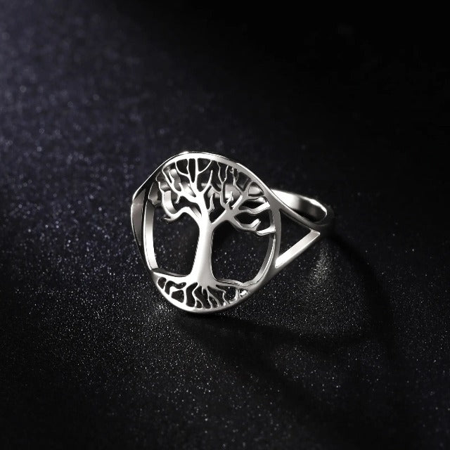 Tree of Life Ring Band for Women silver