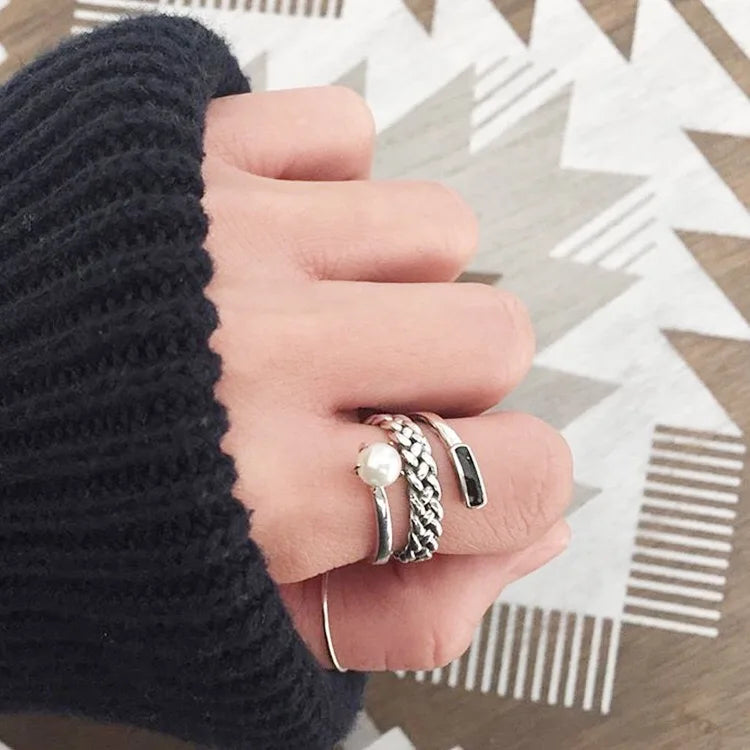 Silver Plated Ring with Pearl