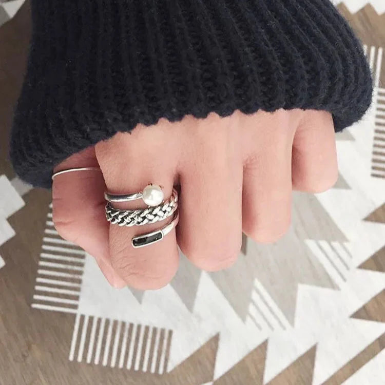 Silver Plated Ring with Pearl