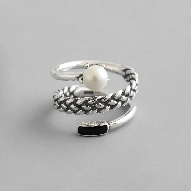 Silver Plated Ring with Pearl