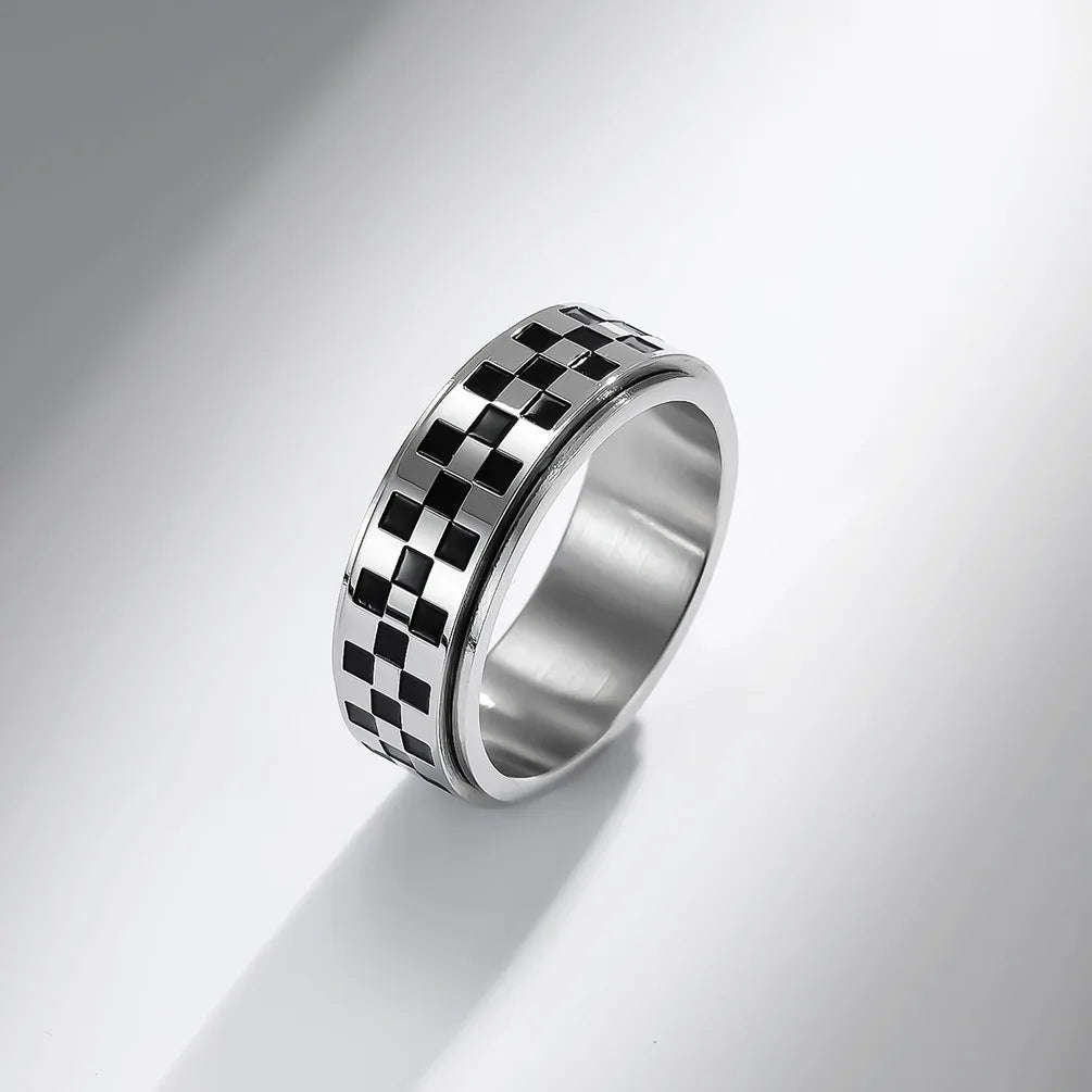 Ring Band with Black Squares Spinning Anti-Stress