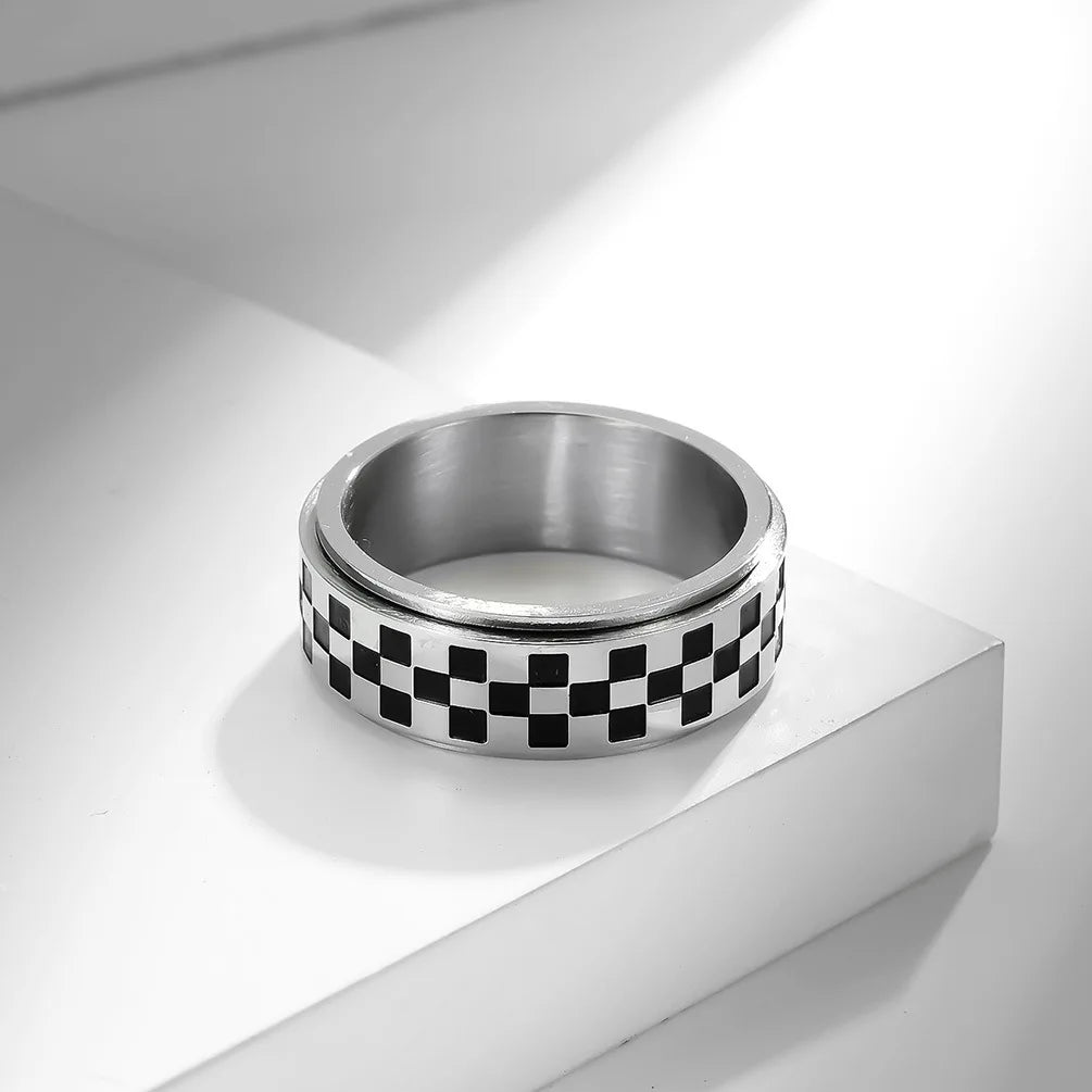 Ring Band with Black Squares Spinning Anti-Stress