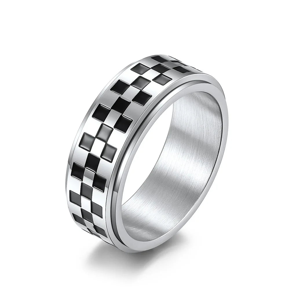 Ring Band with Black Squares Spinning Anti-Stress
