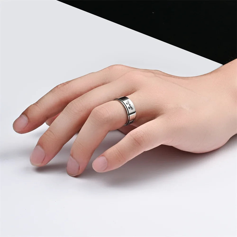 Ring Band with Spinning Anti-Stress Cats silver
