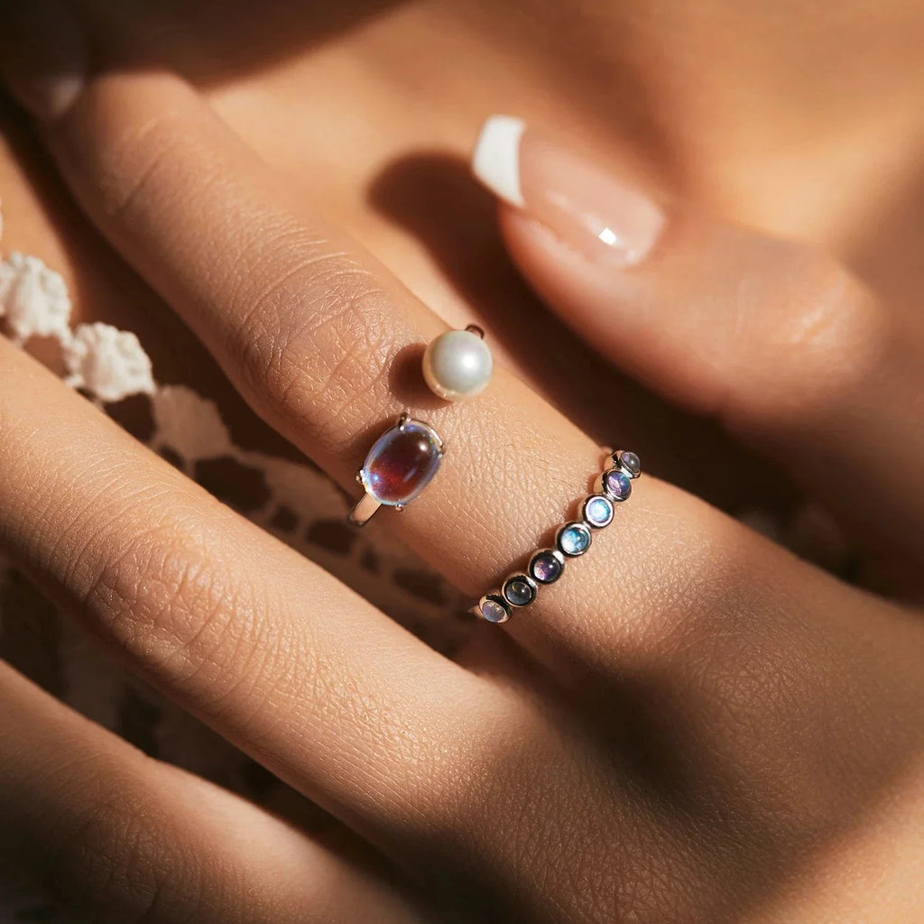 Ring Band with Moonstone Crystal
