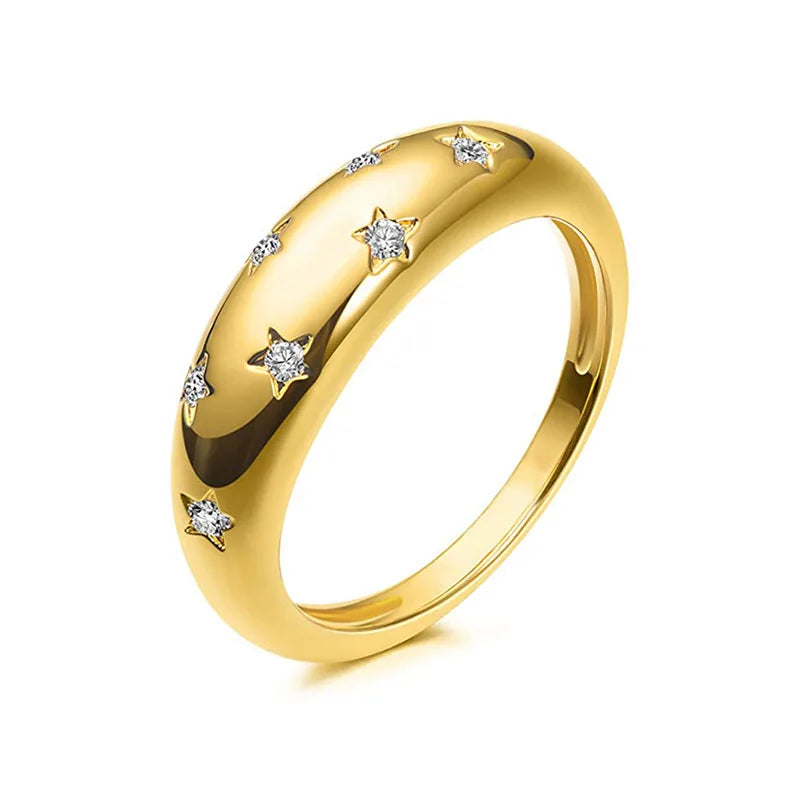 Ring Band with Zircon Stars