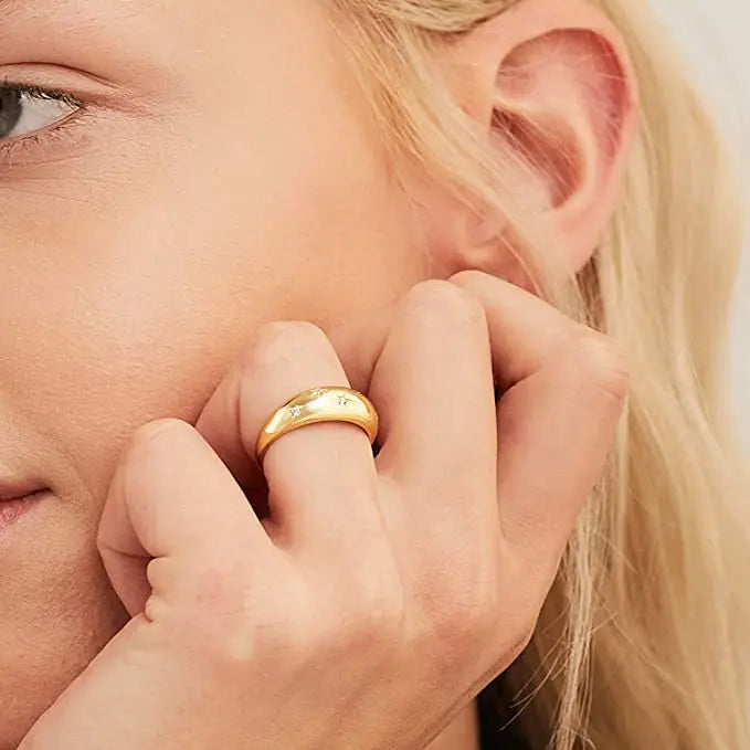 Ring Band with Zircon Stars