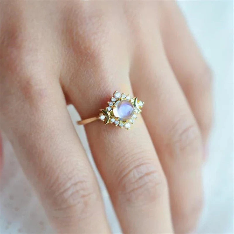 Ring Band with Moonstone Rhinestones