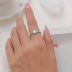 Ring Band with Zircon Moonstone