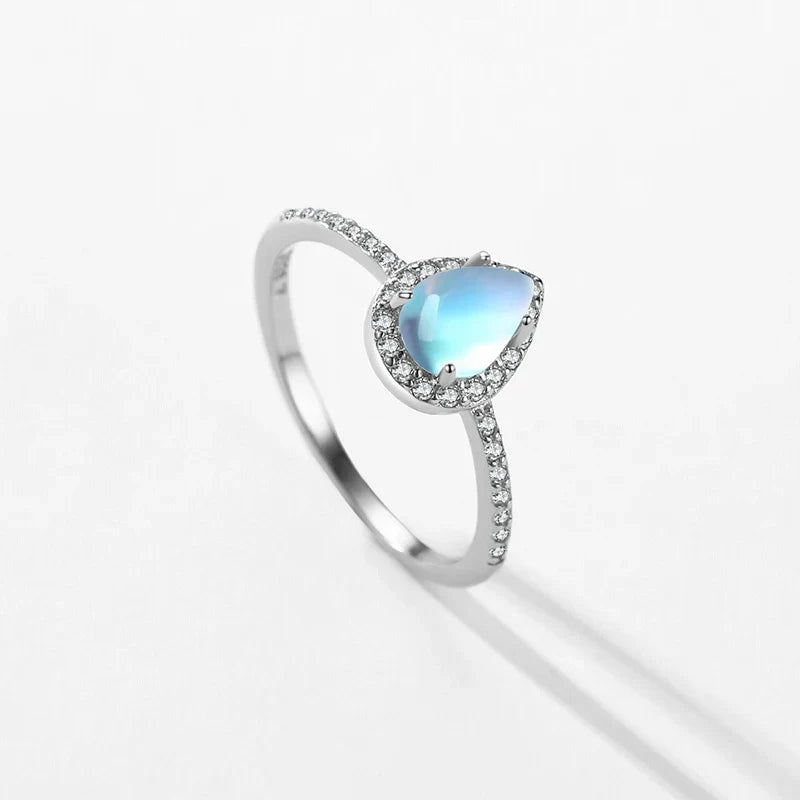 Ring Band with Zircon Moonstone