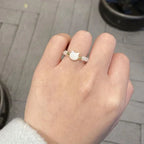 Cat Ring Band White Stones