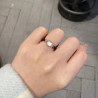 Cat Ring Band Black Stones