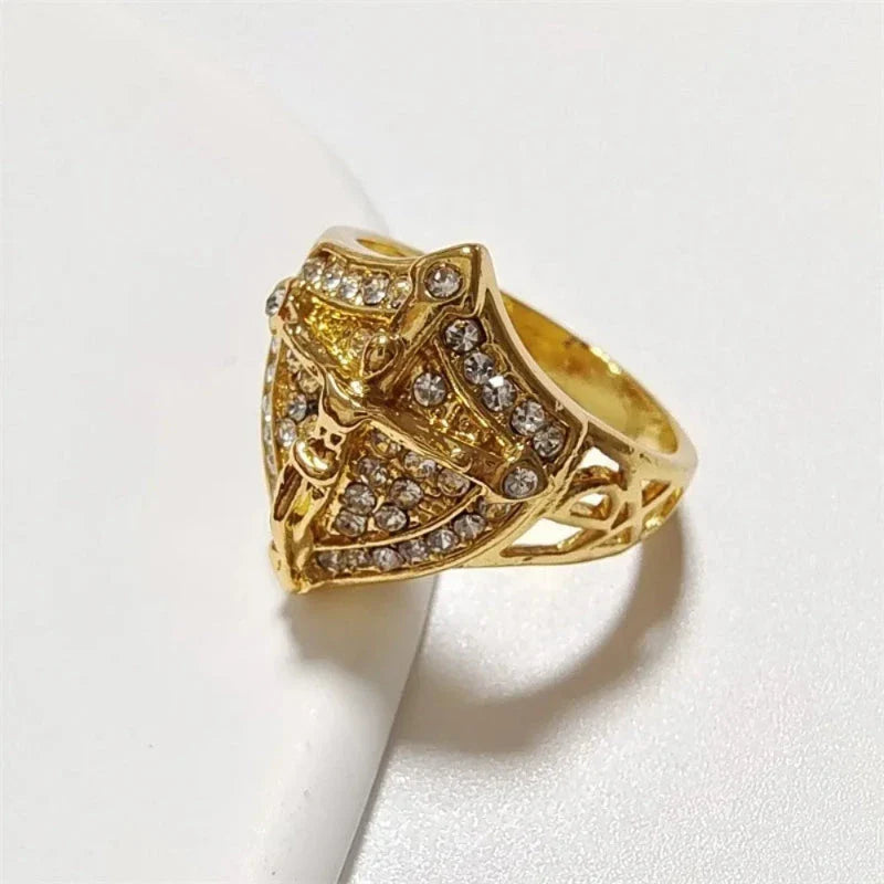 Jesus Christian Ring Band with Rhinestones