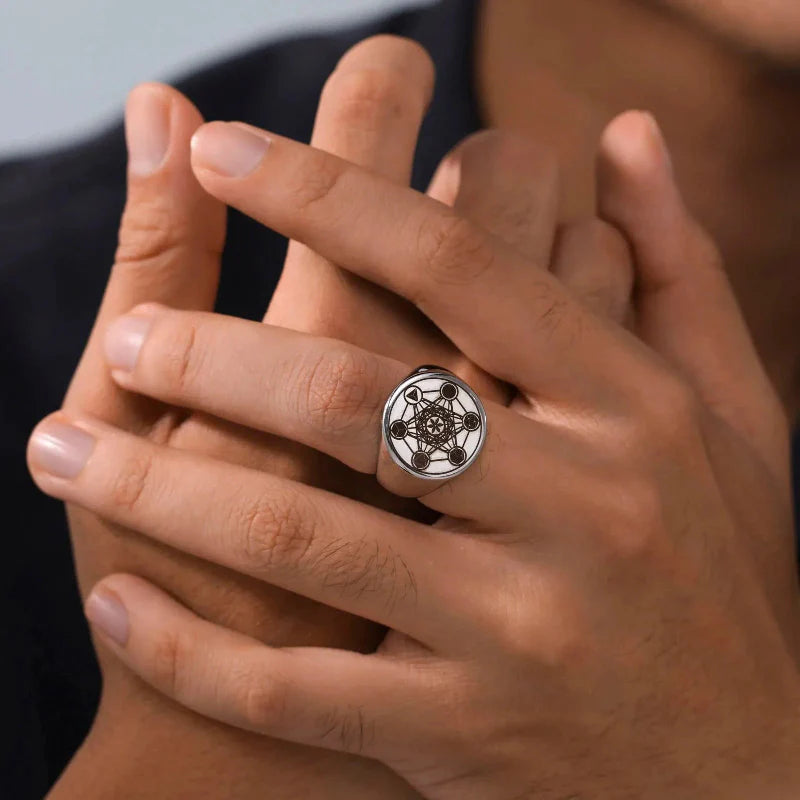 Metatron's Cube Ring Silver a