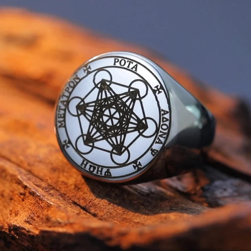 Metatron's Cube Ring Silver b