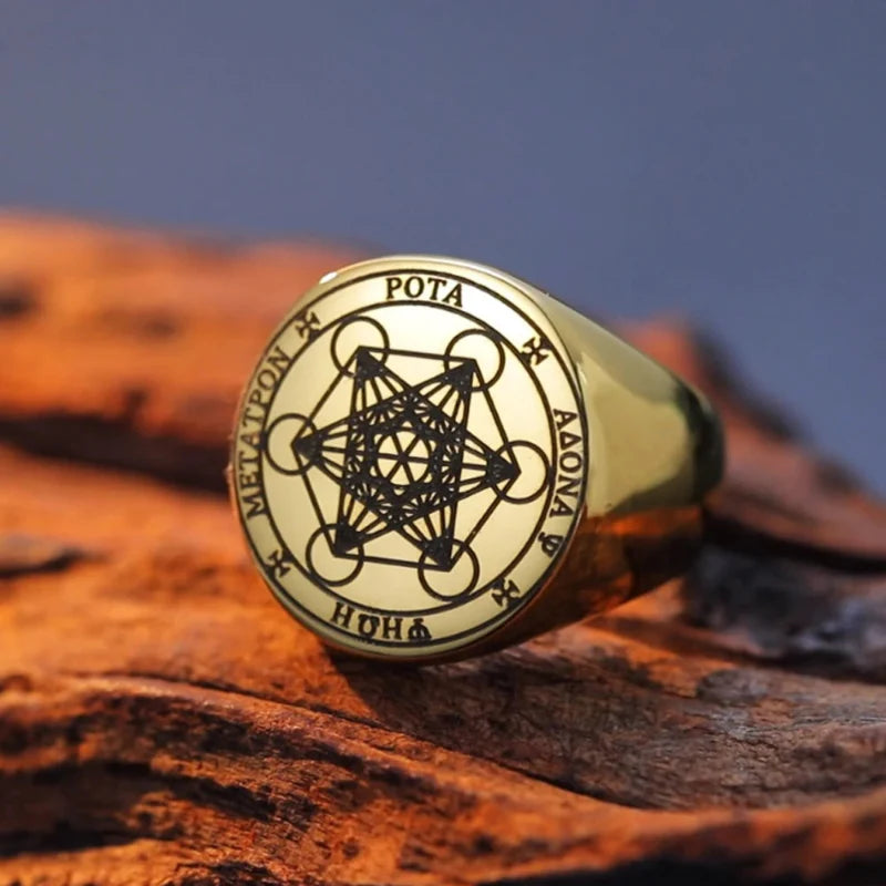 Metatron's Cube Ring Gold b