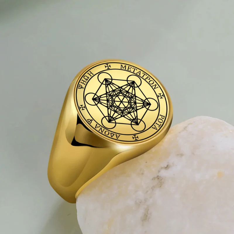 Metatron's Cube Ring Gold b