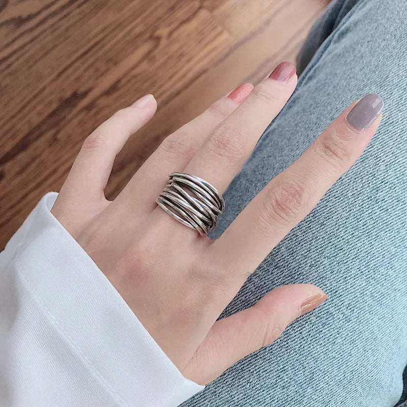 Women's Ring Band Ethnic Style silver