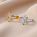 Double Star Ring Band in Silver Zircon