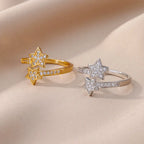 Double Star Ring Band in Silver Zircon